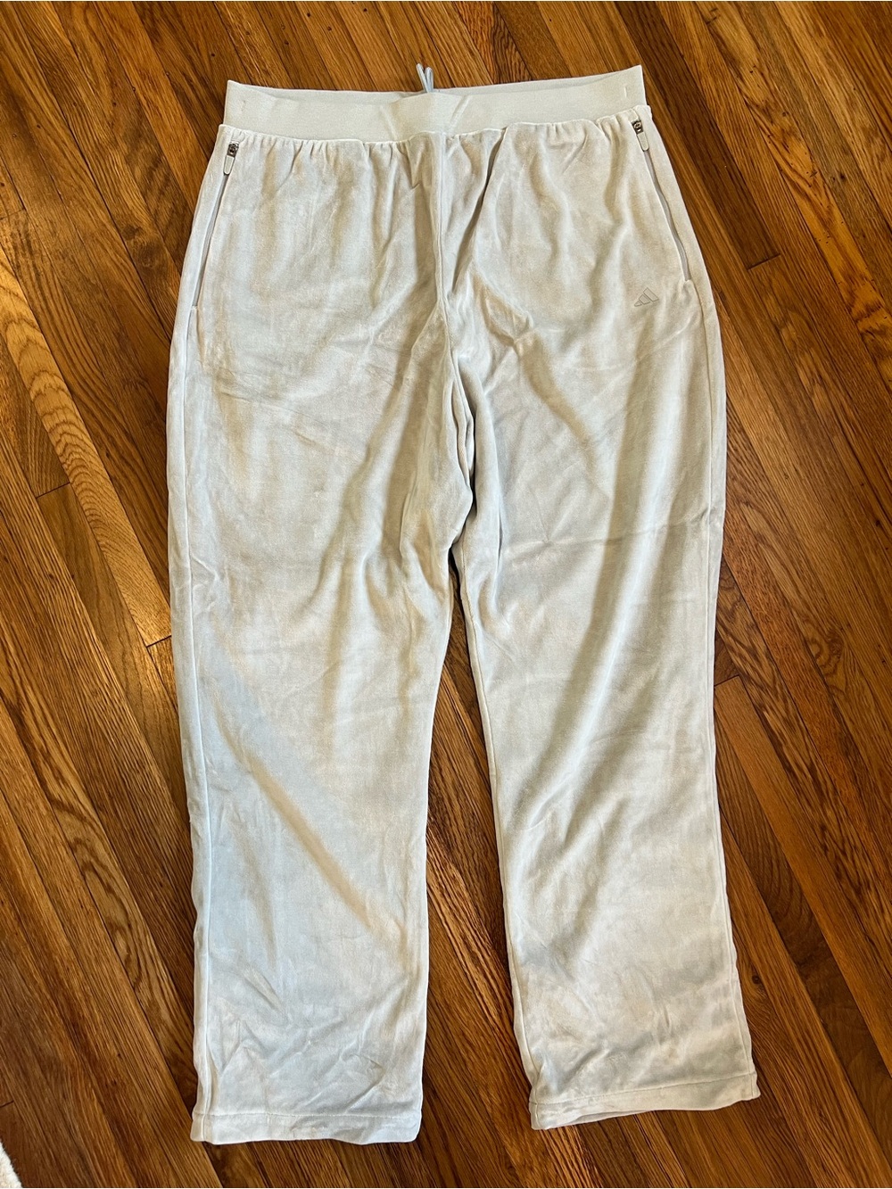 NWT Adidas Men's Light Gray Velour Sweatpants Size L